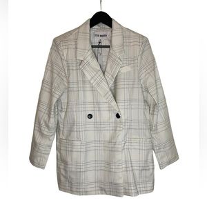 NWT Steve Madden Nika Plaid Blazer White Medium